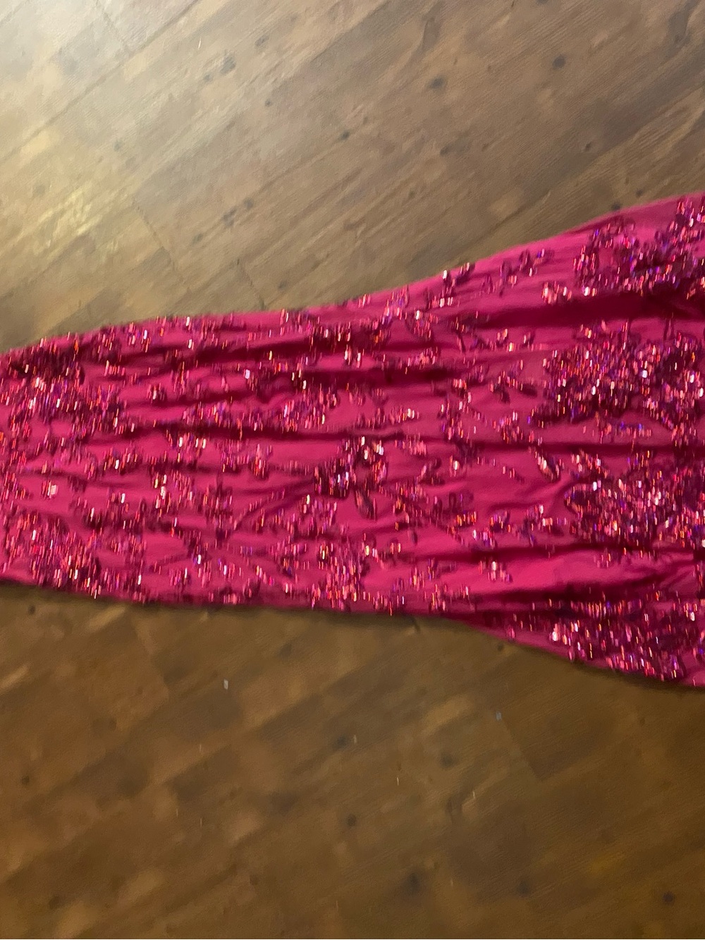 Sequined Hot Pink Prom Gown Skirt Panel